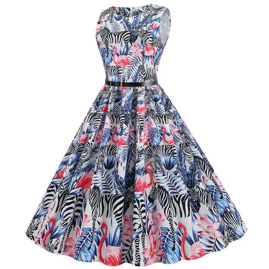 Flamingo Print Women Summer Dress