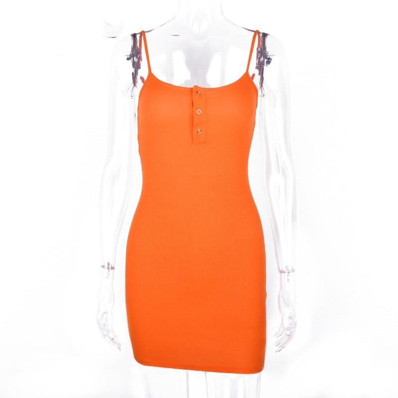 Dulzura ribbed knitted neon women mini dress  solid bodycon 2020 summer festival streetwear clothes party elegant clothing