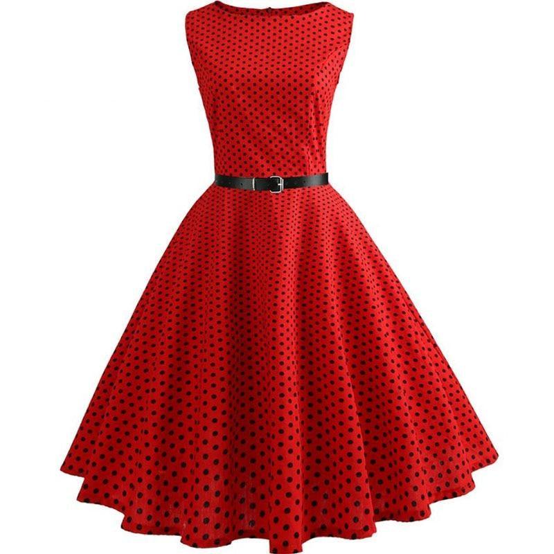 Polka Dot Floral Dress Belt Robe femme Party Dresses