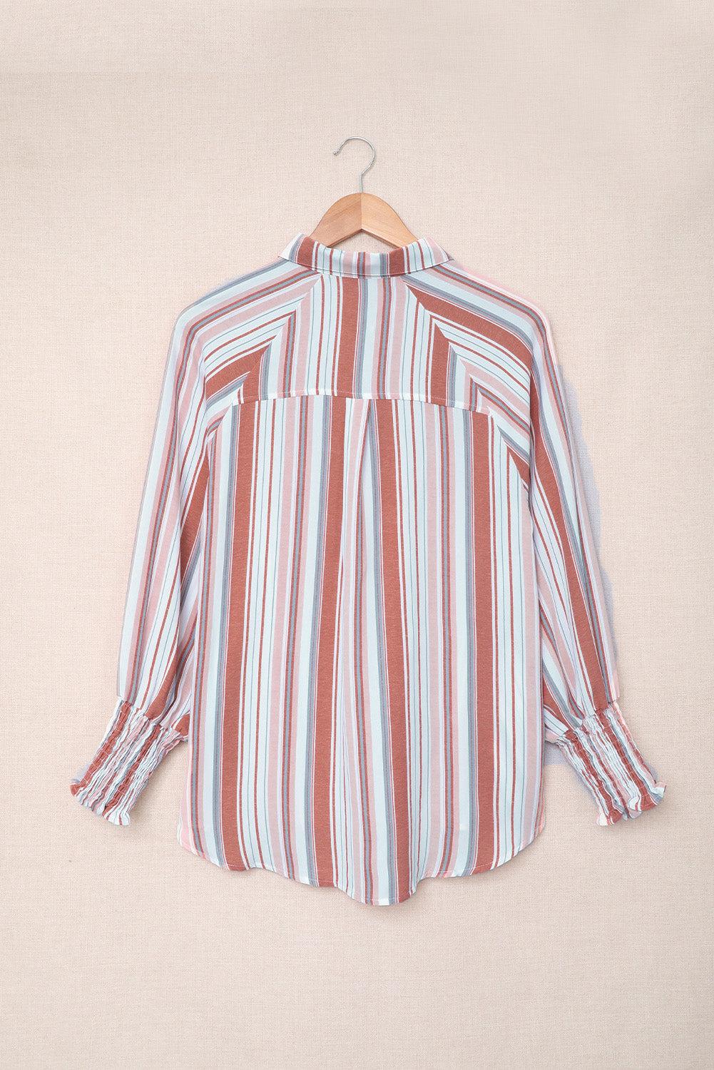 Pocketed Striped Button Shirt with Slits