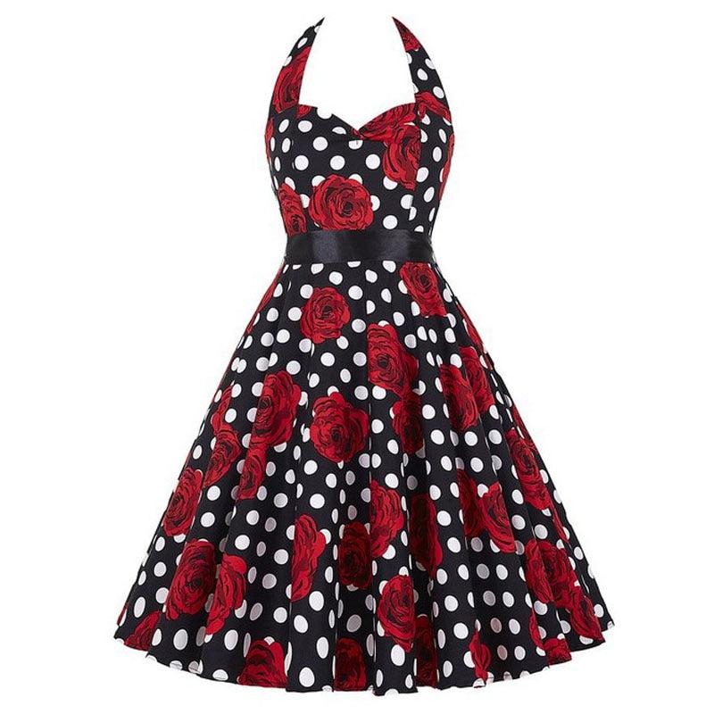 Strapless Backless Halter Party Dress Print