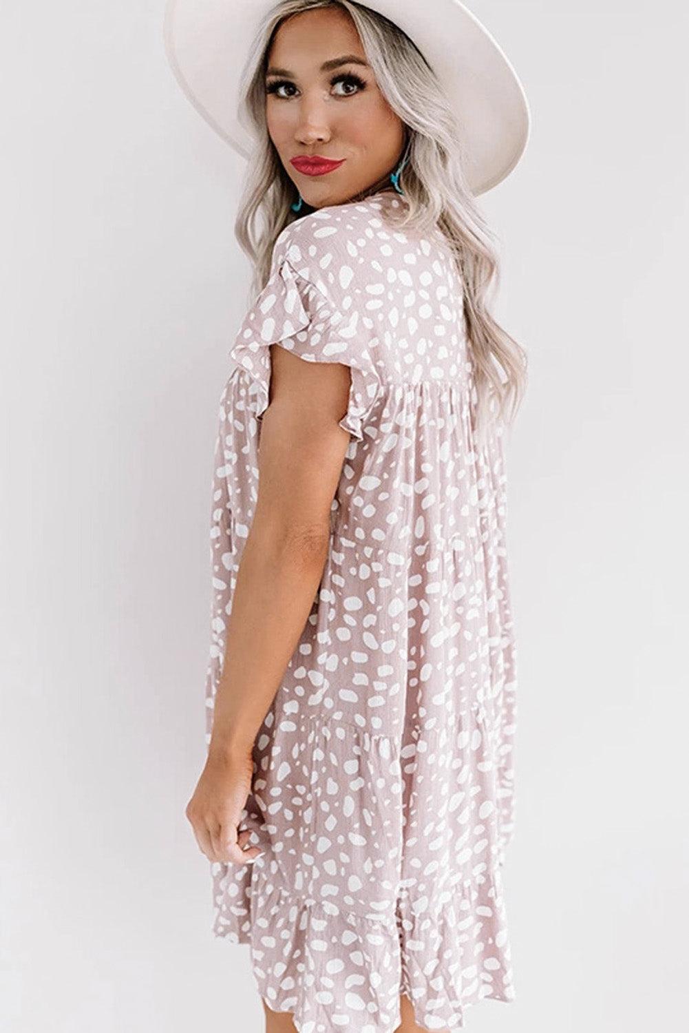 Ruffled Sleeve Shift Mini Dress