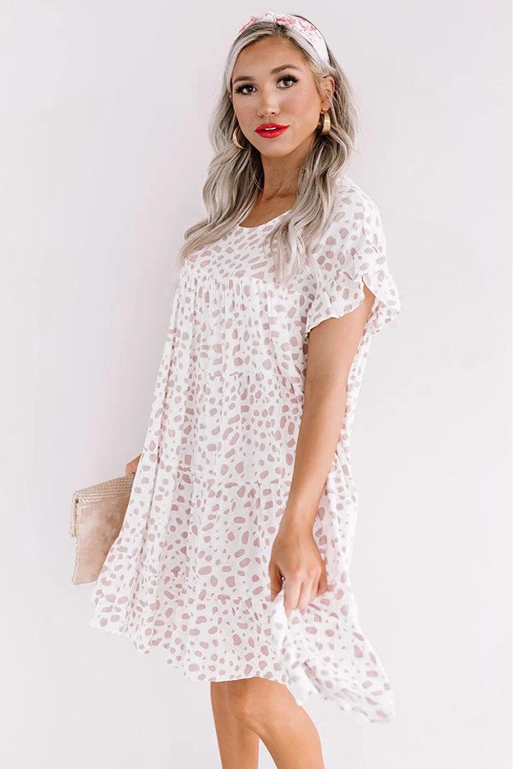 Ruffled Sleeve Shift Mini Dress
