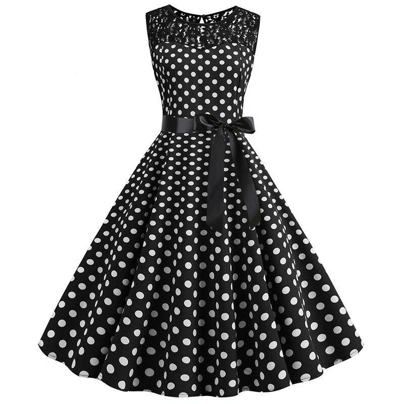 O-Neck Red Polka Dot Vintage Dress