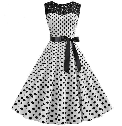 O-Neck Red Polka Dot Vintage Dress