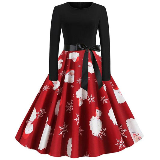 Plaid Print Vintage Long Sleeve Women Dress