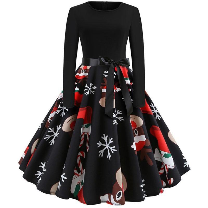 Plaid Print Vintage Long Sleeve Women Dress