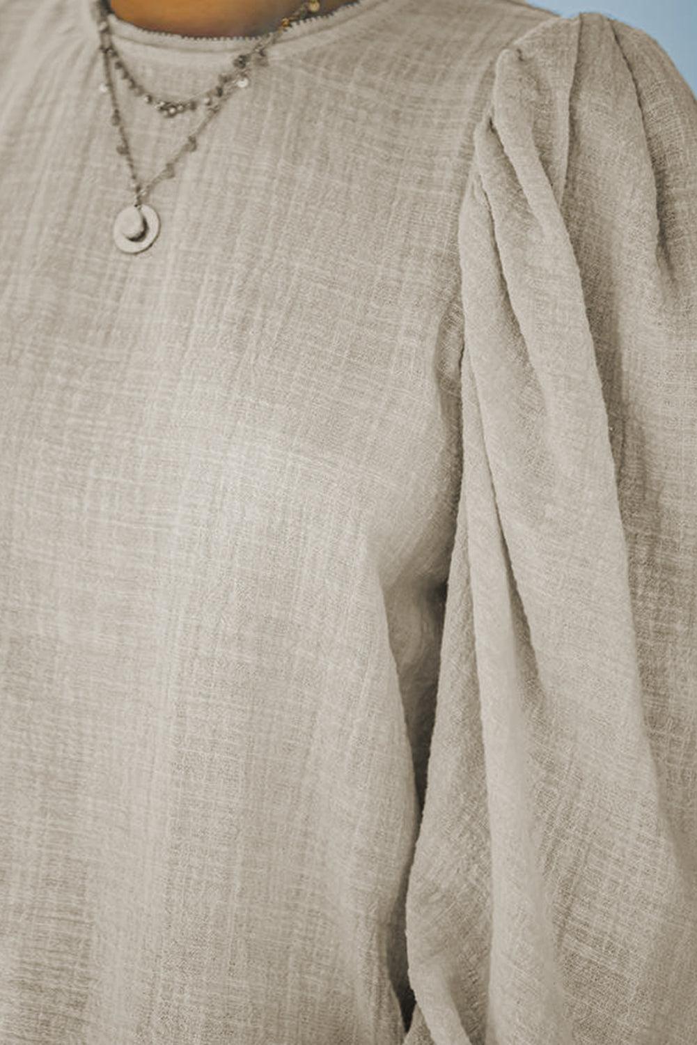 Billowed Sleeve Crew Neck Blouse