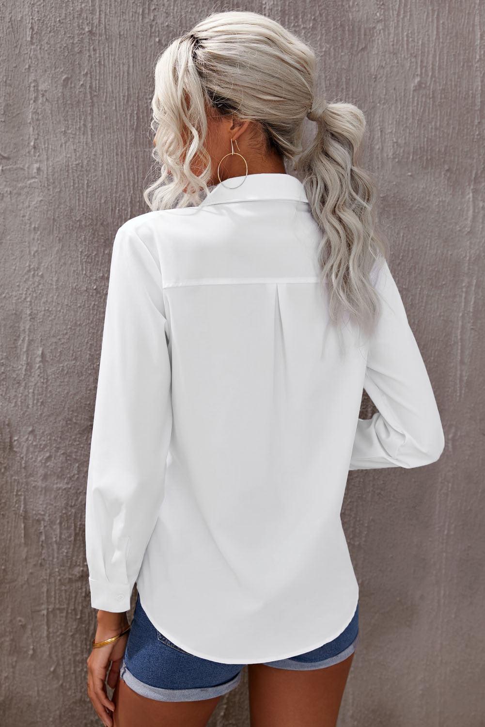 Turn-down Collar Pocketed Button Shirt