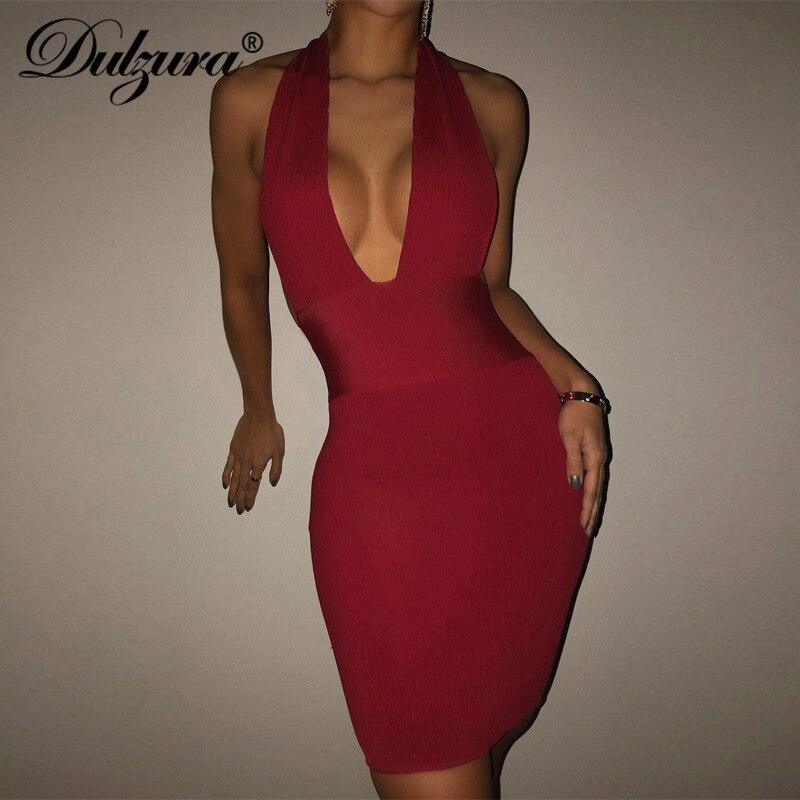 Dulzura Solid Ribbed Knitted Stripe Women Halter Midi Dress Backless Patchwork Bodycon  Party Elegant Club 2021 Summer Club