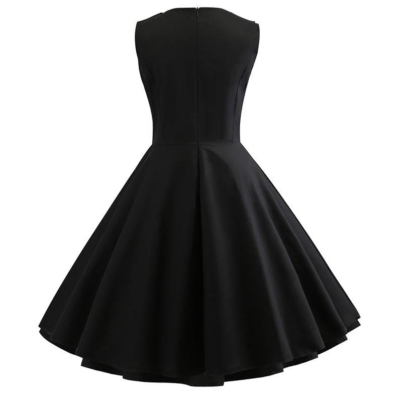V Neck Sleeveless Elegant Vintage Cotton Party Dress