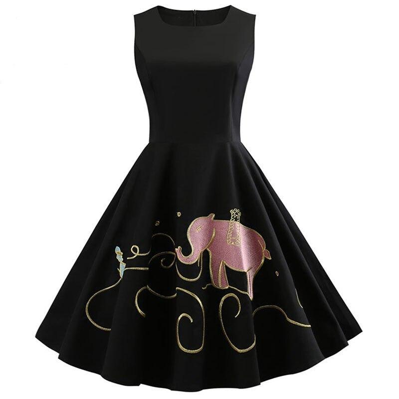 V Neck Sleeveless Elegant Vintage Cotton Party Dress