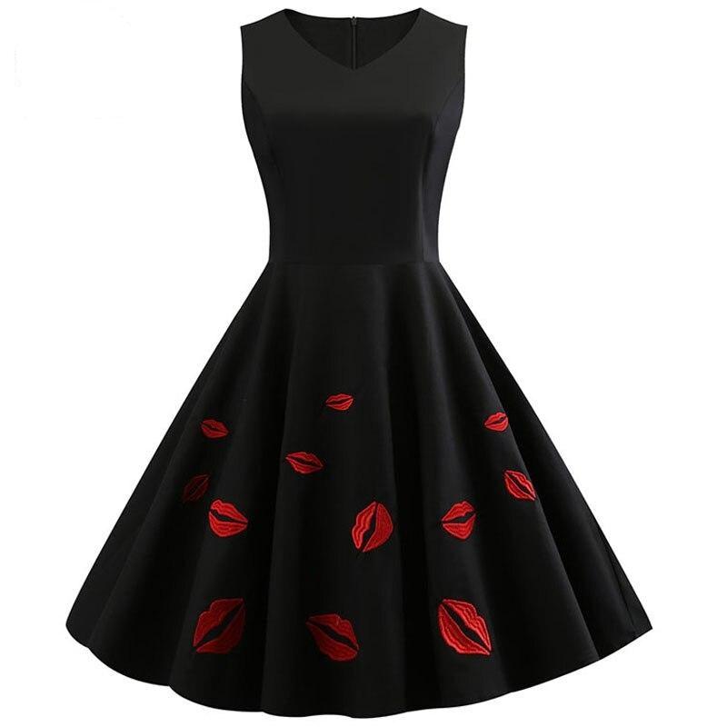 V Neck Sleeveless Elegant Vintage Cotton Party Dress