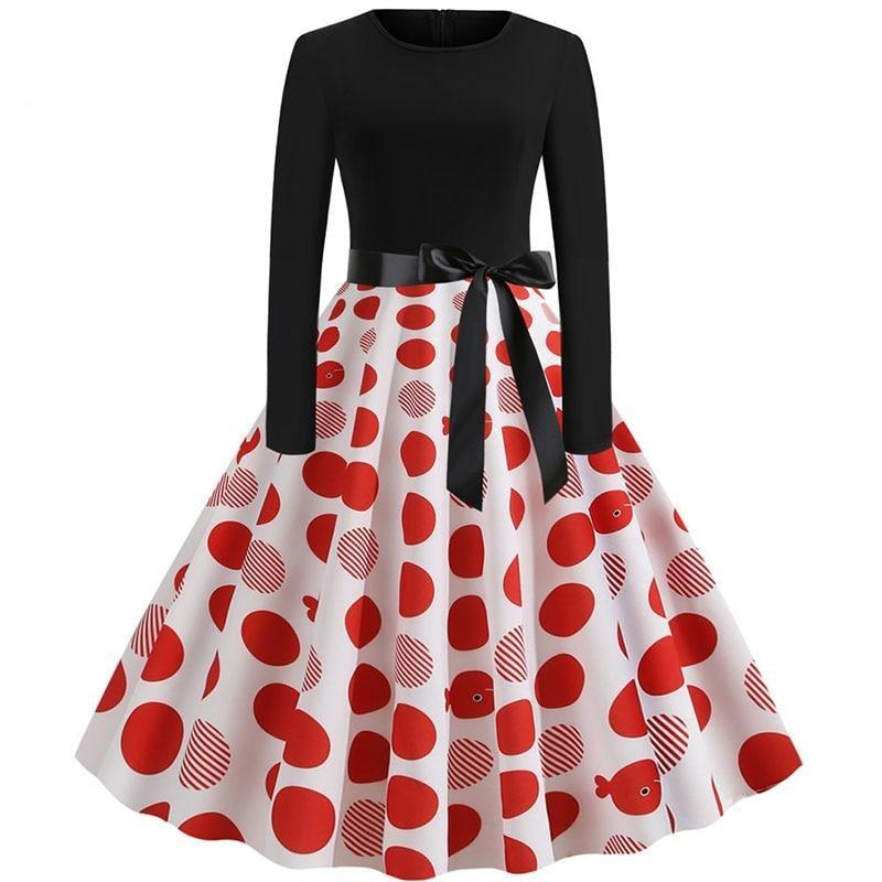 Women Long Sleeve Plaid Print Winter Dress