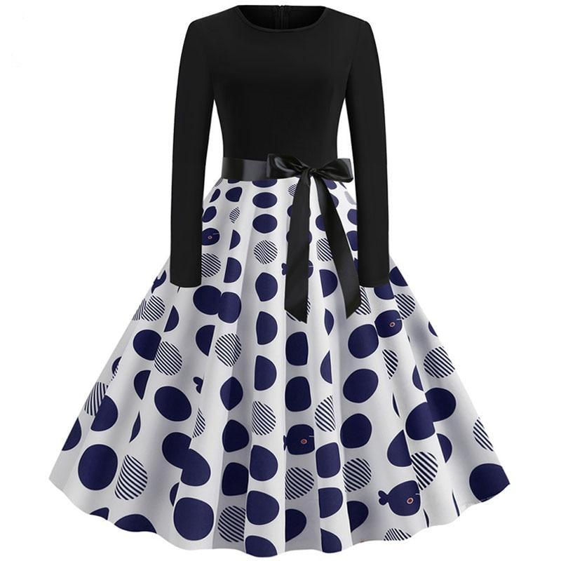 Women Long Sleeve Plaid Print Winter Dress
