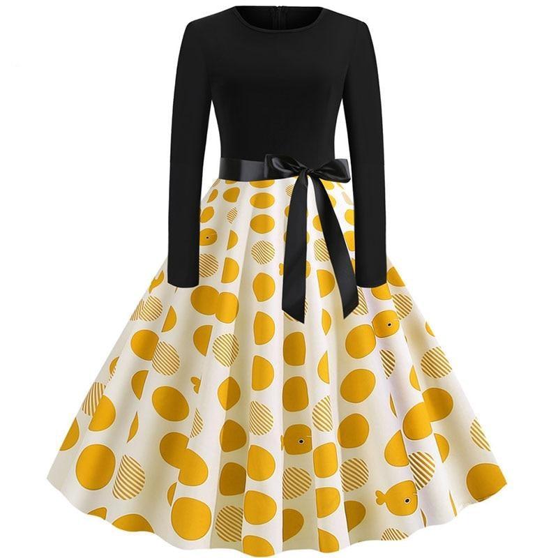 Women Long Sleeve Plaid Print Winter Dress