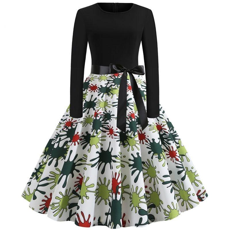 Women Long Sleeve Plaid Print Winter Dress