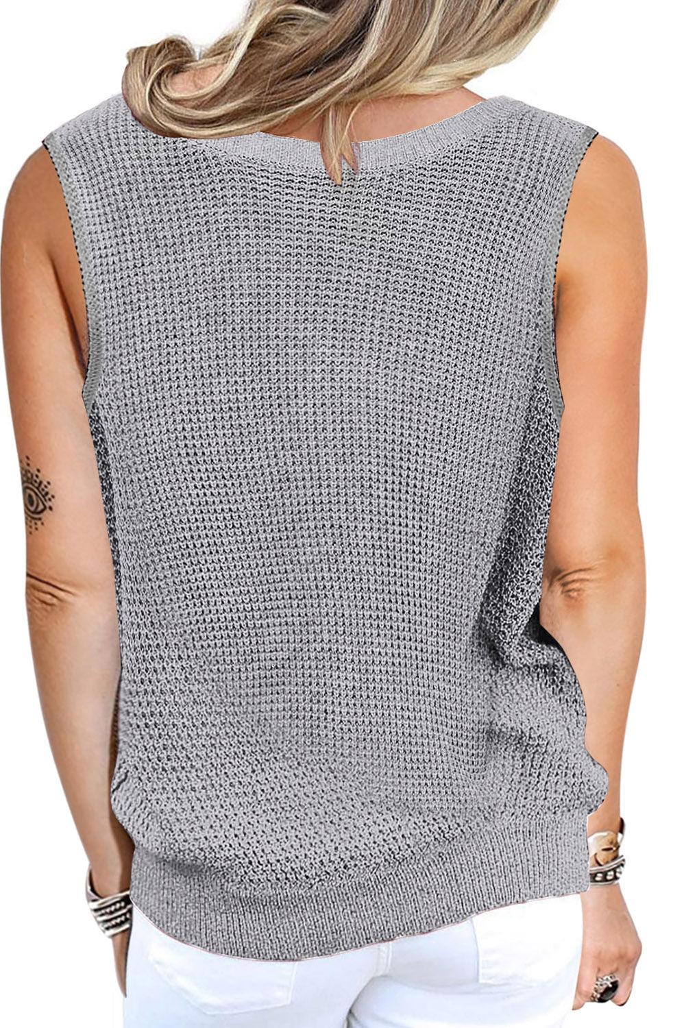 Crisscross Hollow-out Knit Tank Top