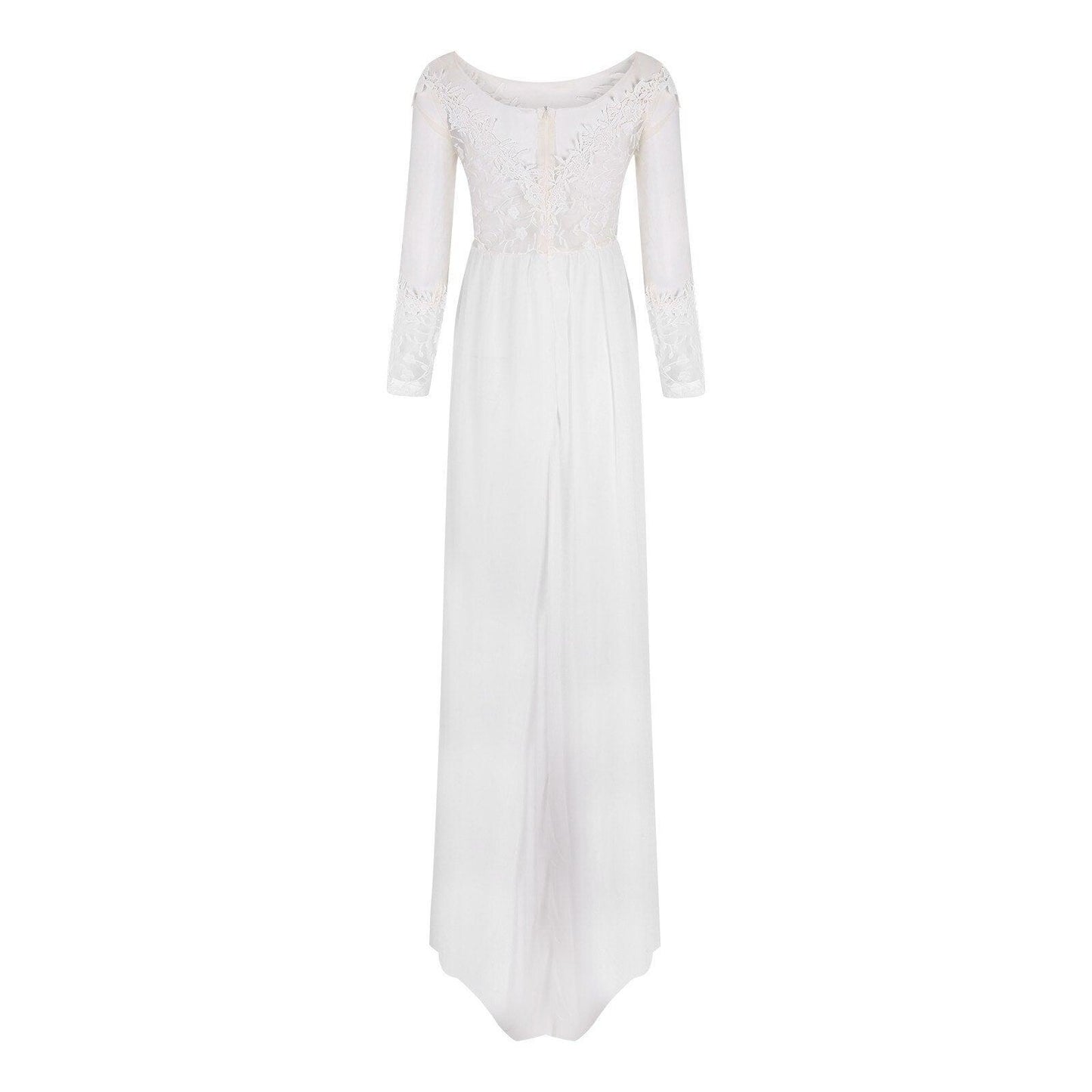 Women Prom Evening Dress Lace White Wedding Gown Bridesmaid Dressed V-Neck Spaghetti Straps  Temperament Split Long vestido #40