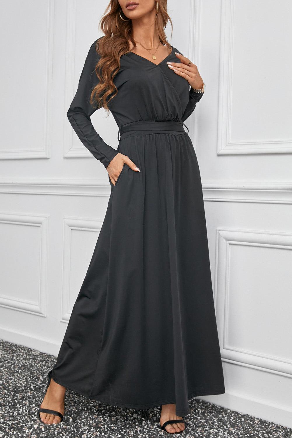 V Neck Batwing Sleeve Maxi Dress