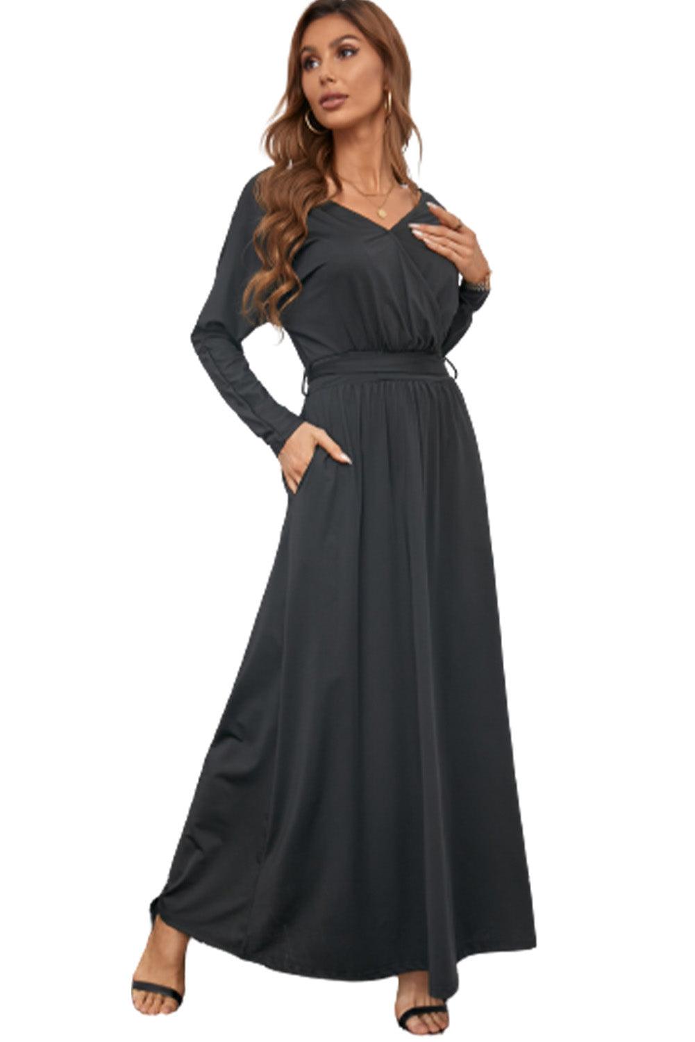 V Neck Batwing Sleeve Maxi Dress