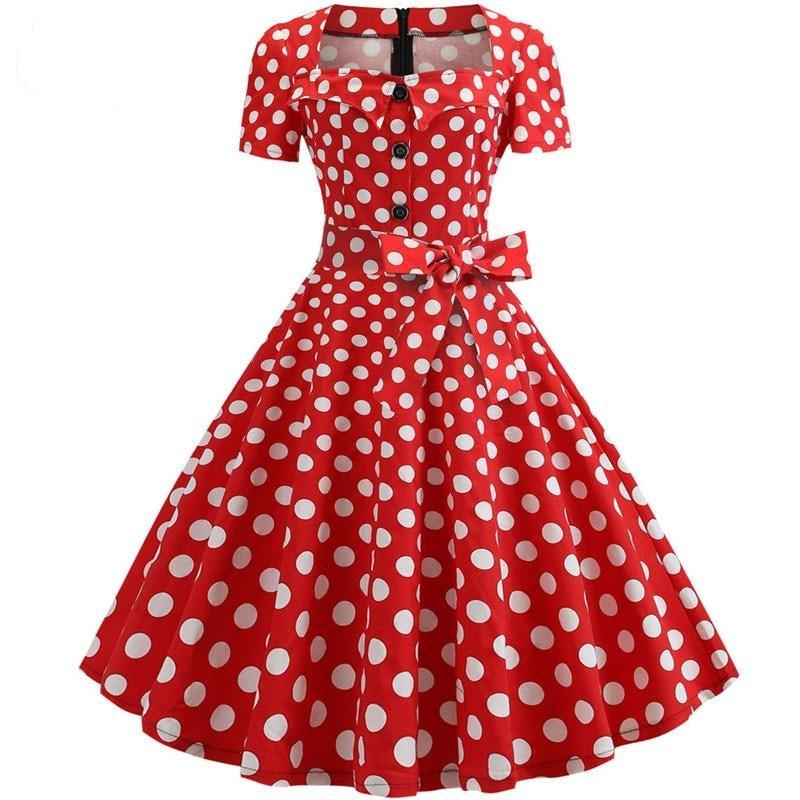 Women Summer Dress Elegant Retro Vintage 50s 60s Robe Rockabilly Swing Pinup Dresses