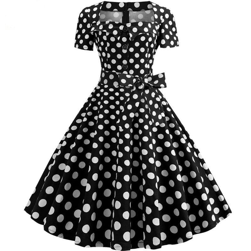 Women Summer Dress Elegant Retro Vintage 50s 60s Robe Rockabilly Swing Pinup Dresses