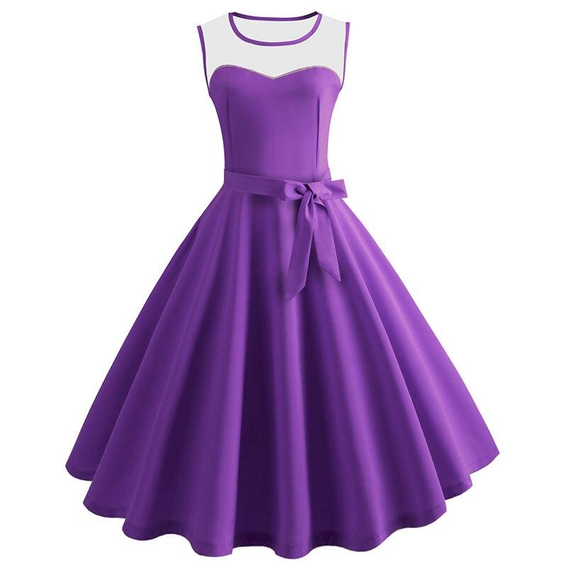 Red Yellow Blue Purple Rockabilly Tunic Lace Patchwork  Party Dress