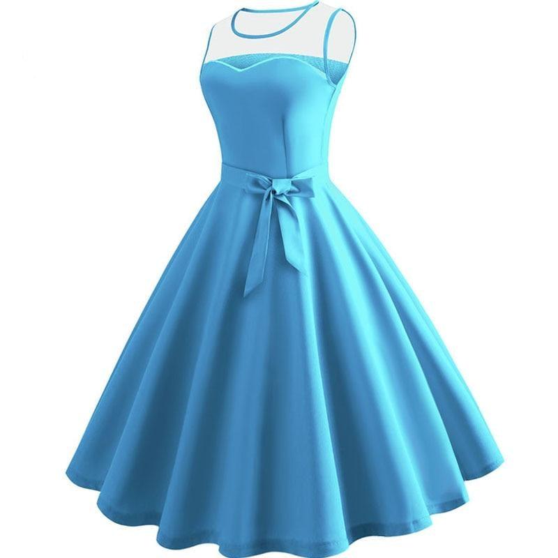 Red Yellow Blue Purple Rockabilly Tunic Lace Patchwork  Party Dress