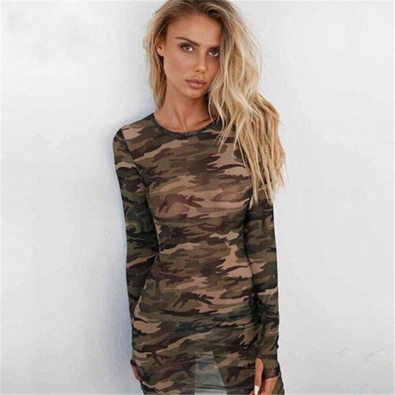 Women Casual Evening Party  Short Mini Dress Long Sleeve Bandage Bodycon See Through Dress