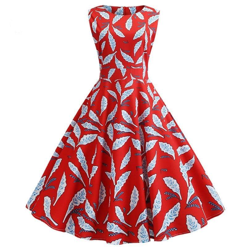 Wave Print Women Robe 50s 60s Rockabilly Swing Pinup Elegant Dot Party Dress