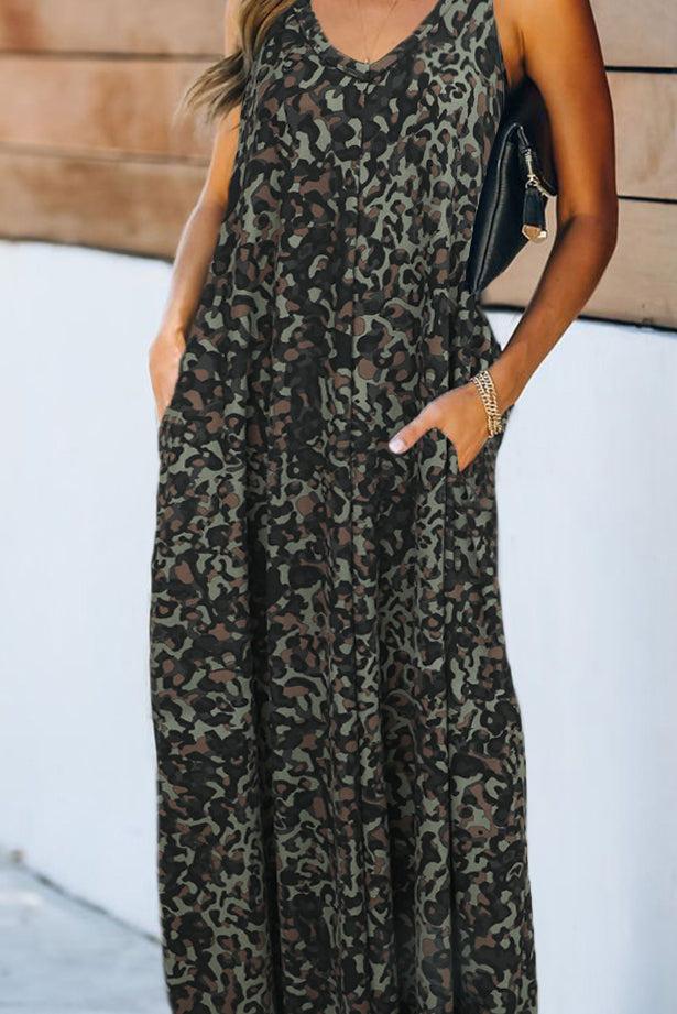 Sleeveless Cut-out Pocketed Maxi Dress