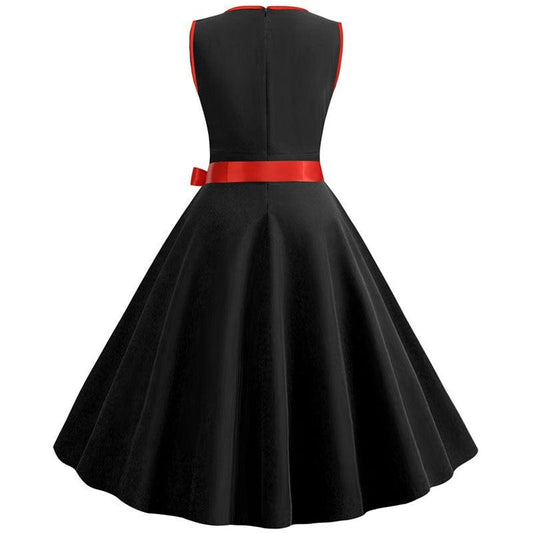 V Neck Sleeveless Solid Color Party Dress