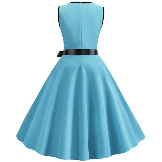 Solid Color Elegant Vintage Dress Casual V neck Sleeveless Plus Size Party Midi Sundress