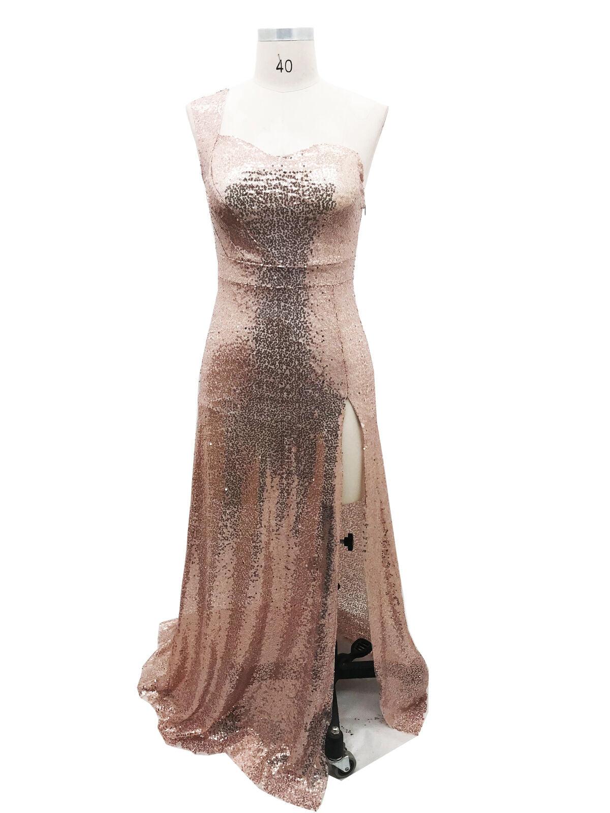 Newest Style Women Wedding Formal Gold Solid Sequin Gown Mermaid Party Ball Evening Long Dress