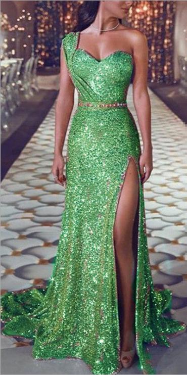 Newest Style Women Wedding Formal Gold Solid Sequin Gown Mermaid Party Ball Evening Long Dress