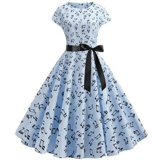 Women Vintage Summer Dress 50s 60s Swing Retro Plus Size Elegant Party Dresses