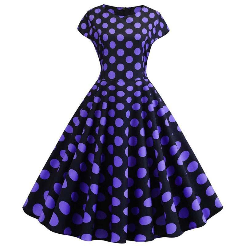 Women Vintage Summer Dress 50s 60s Swing Retro Plus Size Elegant Party Dresses