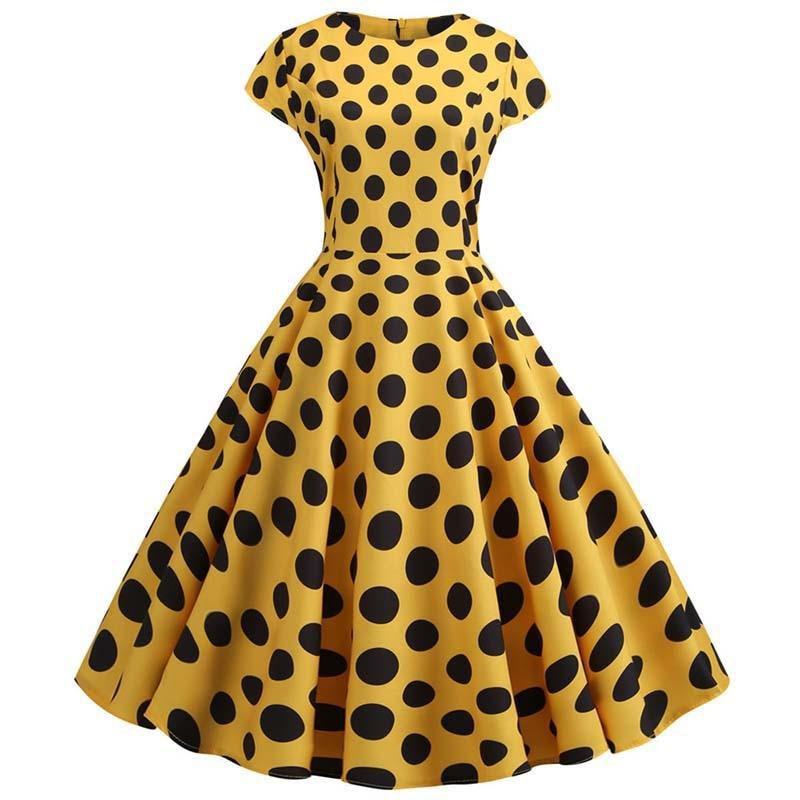 Women Vintage Summer Dress 50s 60s Swing Retro Plus Size Elegant Party Dresses