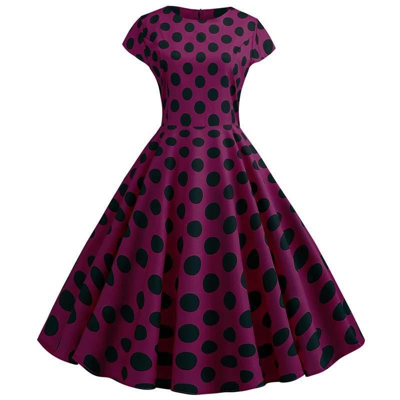Women Vintage Summer Dress 50s 60s Swing Retro Plus Size Elegant Party Dresses