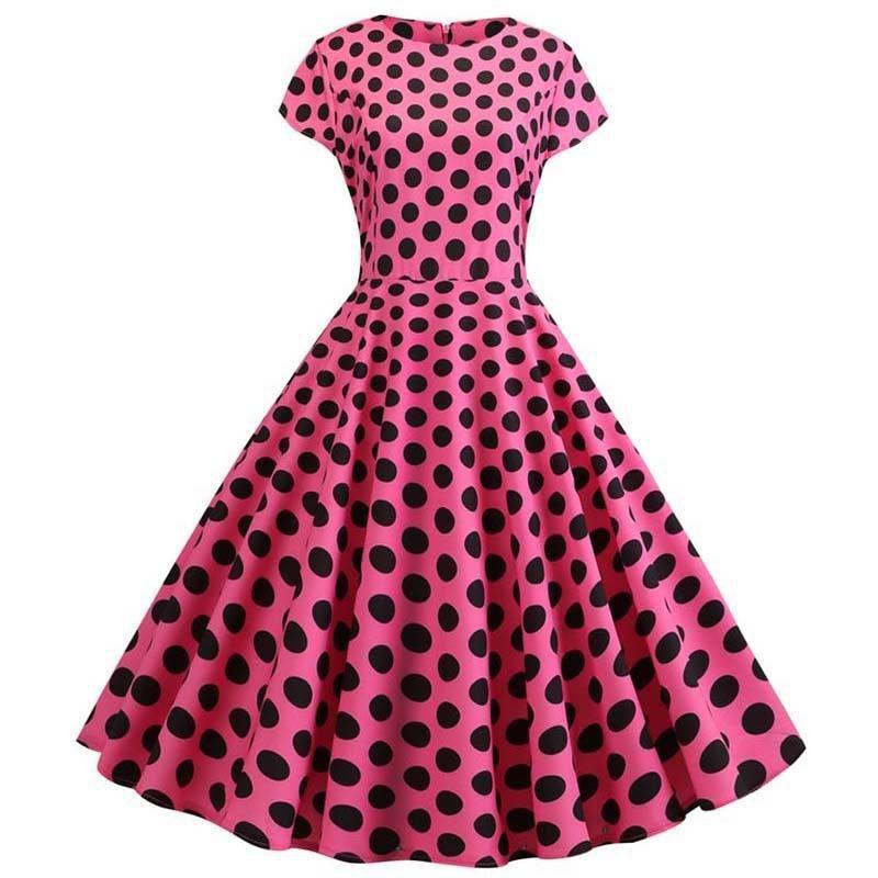 Women Vintage Summer Dress 50s 60s Swing Retro Plus Size Elegant Party Dresses