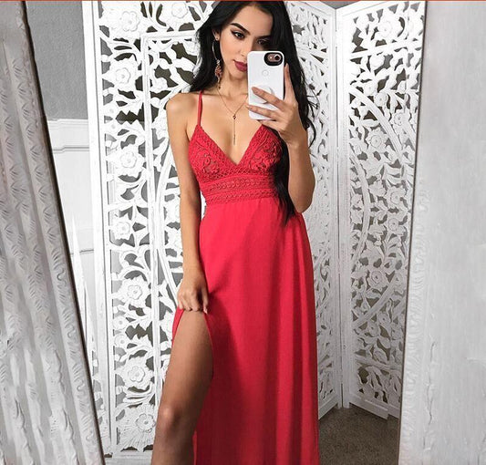 Floral Summer Beach Long Dress White Red Plus Size