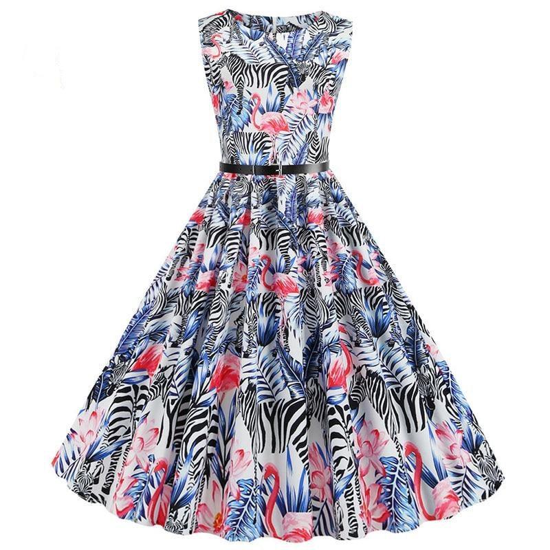 Flamingo Print Women Summer Dress