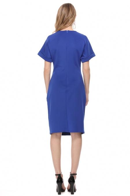 V Neck Cutout Inverted Pleat Bodycon Dress