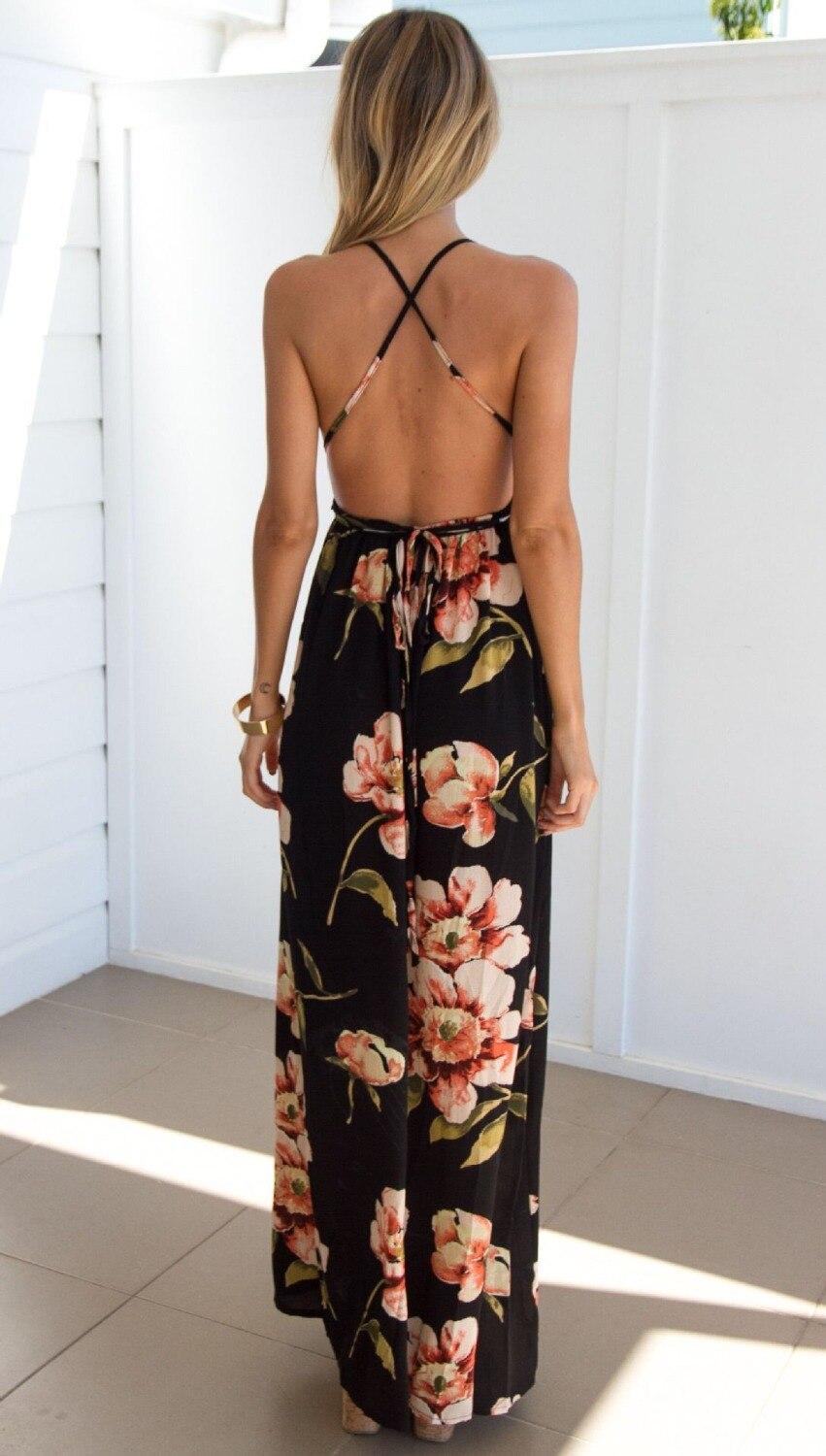 Summer dress 2020 Floral Vestidos Mujeres  Maxi Dress Long Pleated Dresses Backless robe femme robe longue evenning-dress