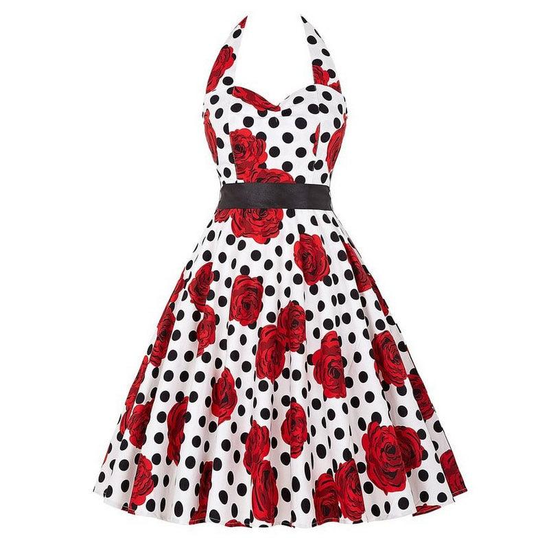 Strapless Backless Halter Party Dress Print