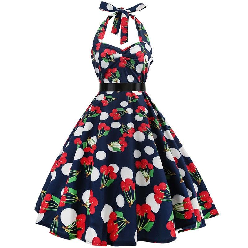 Strapless Backless Halter Party Dress Print