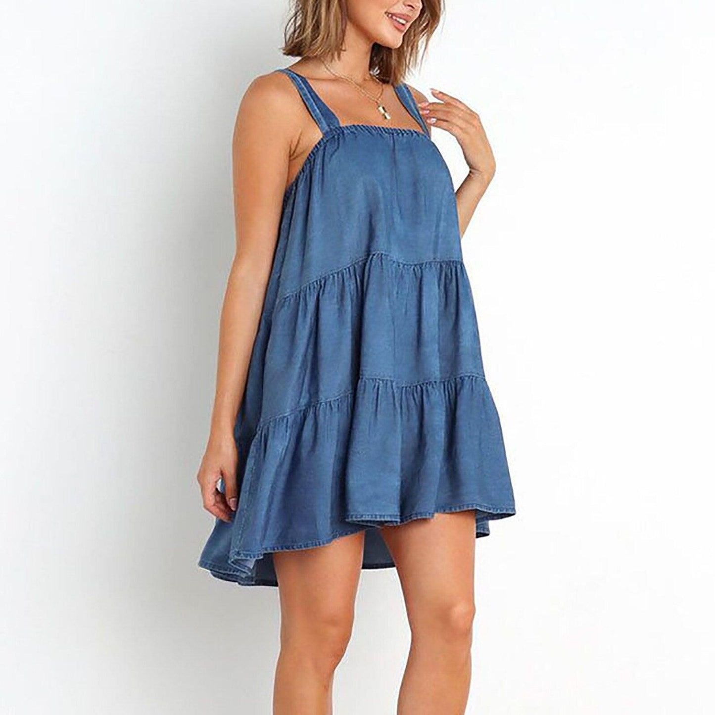 Femme Solid Sleeveless Beach Party Dress Loose  Mini Dress Casual Strapless Women Summer Off Shoulder Платья Ruffles Dresses