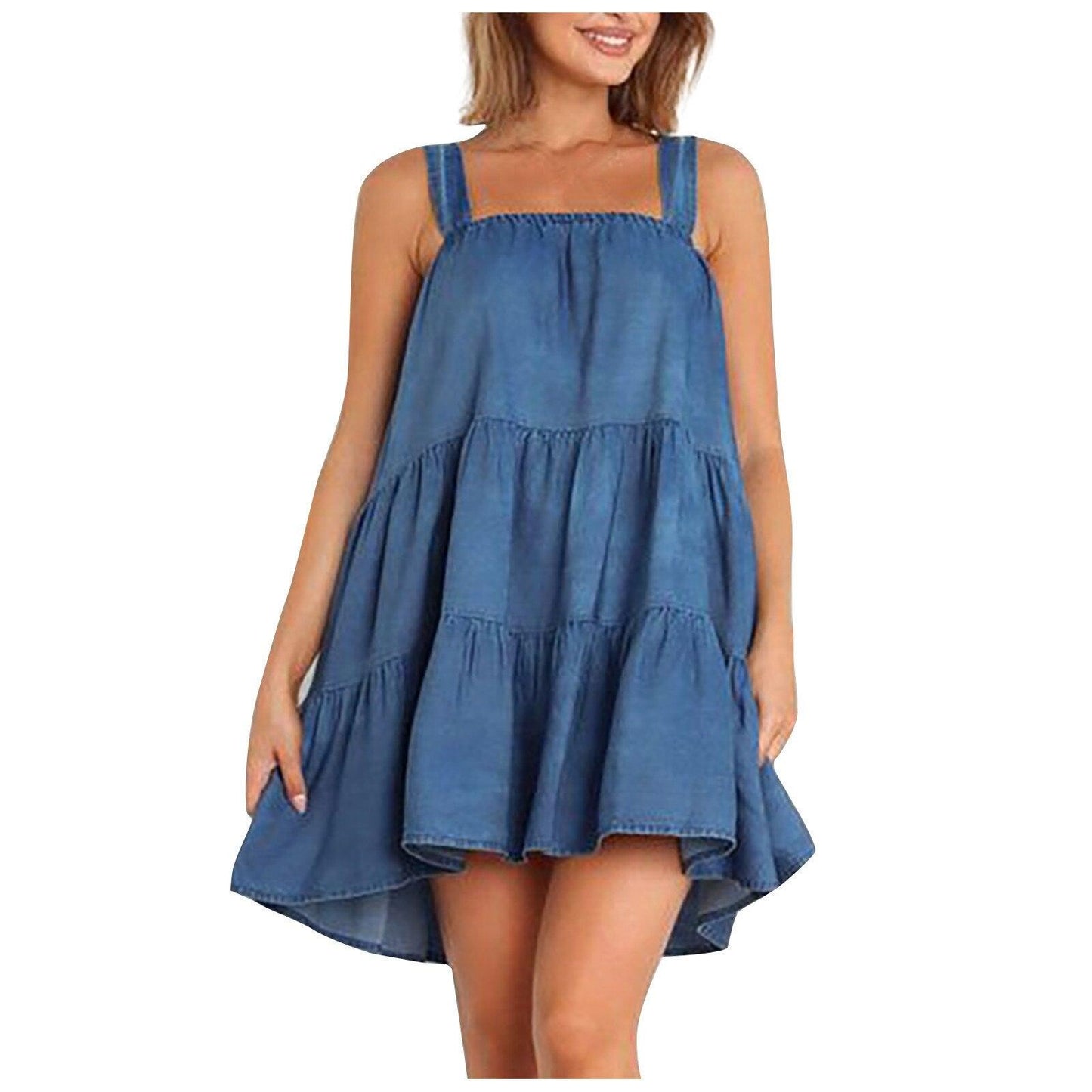 Femme Solid Sleeveless Beach Party Dress Loose  Mini Dress Casual Strapless Women Summer Off Shoulder Платья Ruffles Dresses