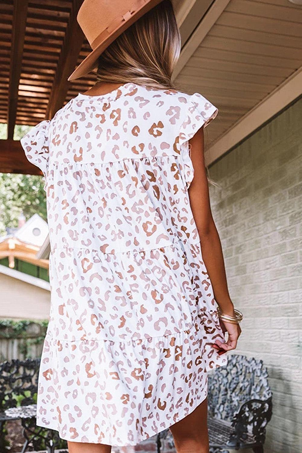 Ruffled Sleeve Shift Mini Dress